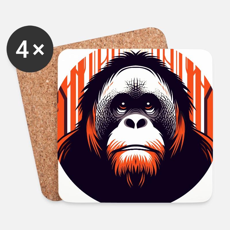 Orang-Utan - Untersetzer (4er-Set) - Weiß