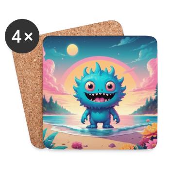 Petit monstre en vacances - Dessous de verre (lot de 4) - blanc - Devant