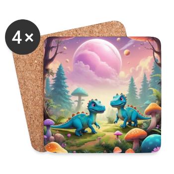 Dinosaurier - Untersetzer (4er-Set) - Weiß - Vorne
