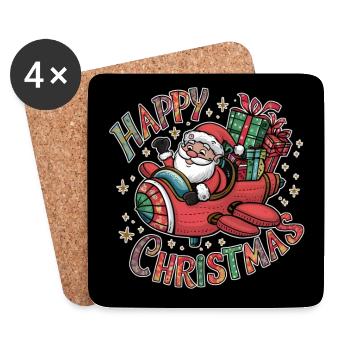 Funny Santa Claus comes with the spaceship - Coasters (set of 4) - white - Front