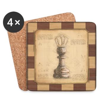 Schach König / Königin. Altmodischer vintage Stil. - Untersetzer (4er-Set) - Weiß - Vorne