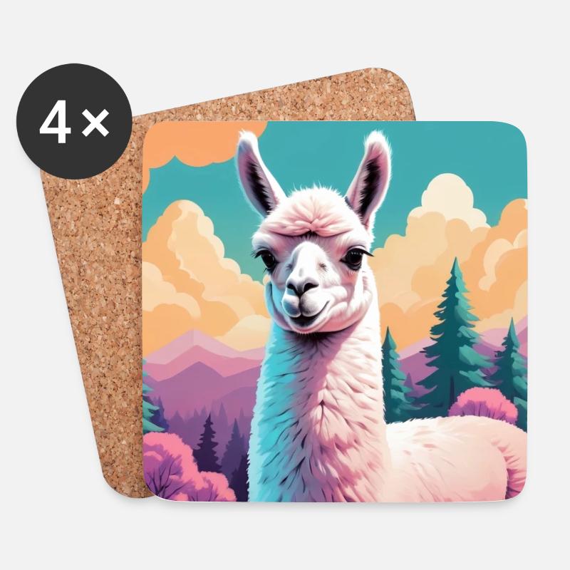 Lama - Untersetzer (4er-Set) - Weiß