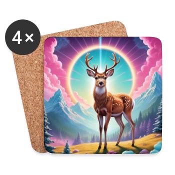 Deer on the mountain - Coasters (set of 4) - white - Front