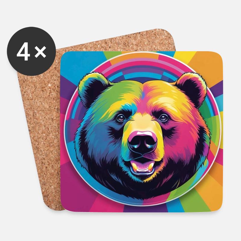 Rainbow Bear - Coasters (set of 4) - white
