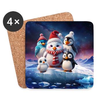 Amis pingouins mignons - Dessous de verre (lot de 4) - blanc - Devant