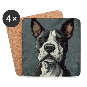 Bull terrier - Dessous de verre (lot de 4) - blanc - Devant