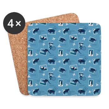 Itinerary with animals in stamps - Coasters (set of 4) - white - Front