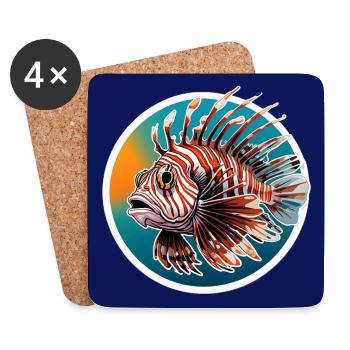 Colorful lionfish coral fish - Coasters (set of 4) - white - Front