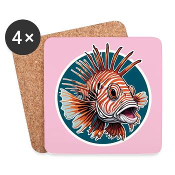 Colorful lionfish coral fish - Coasters (set of 4) - white - Front