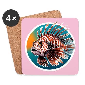 Farbenprächtiger Rotfeuerfisch Korallenfisch - Untersetzer (4er-Set) - Weiß - Vorne
