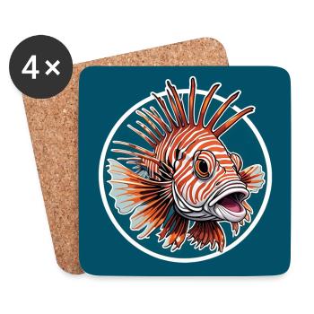 Colorful lionfish coral fish - Coasters (set of 4) - white - Front