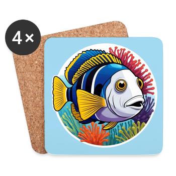 triggerfish, coral fish, colorful sea anemones - Coasters (set of 4) - white - Front
