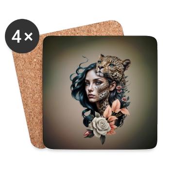 Interaction between the animal and human world - Coasters (set of 4) - white - Front