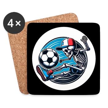 Skull mit Basecap spielt Fussball - Untersetzer (4er-Set) - Weiß - Vorne
