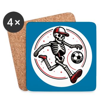 Skull mit Basecap spielt Fussball - Untersetzer (4er-Set) - Weiß - Vorne