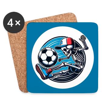 Skull with baseball cap playing football - Coasters (set of 4) - white - Front