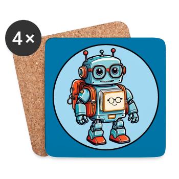 Little cute robot with school bag school enrollment - Coasters (set of 4) - white - Front