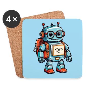 Little cute robot with school bag school enrollment - Coasters (set of 4) - white - Front
