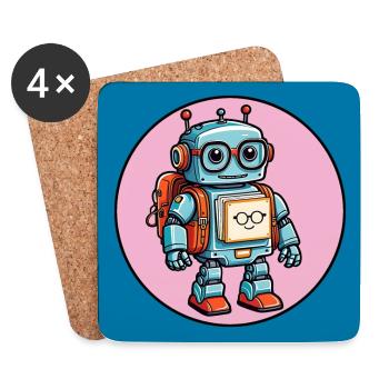 Little cute robot with school bag school enrollment - Coasters (set of 4) - white - Front