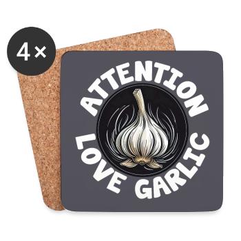 Attention garlic funny garlic spruc - Coasters (set of 4) - white - Front
