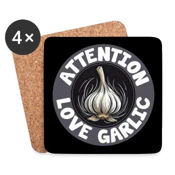Attention ail drôle de dicton sur l’ail - Dessous de verre (lot de 4) - blanc - Devant