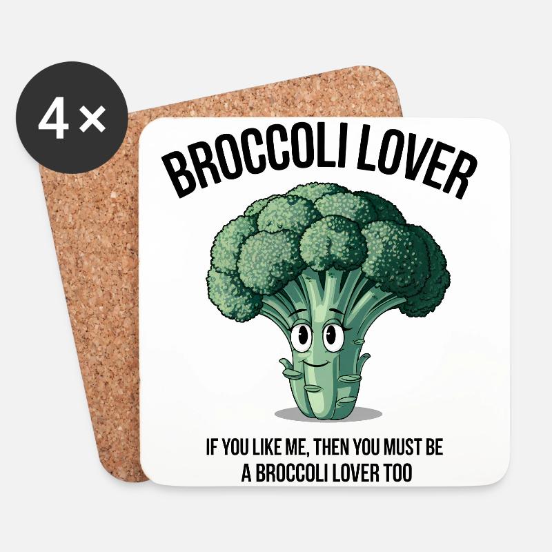 I Love Broccoli - Untersetzer (4er-Set) - Weiß
