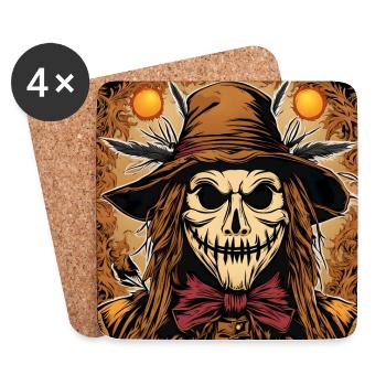 Portrait of a frightening scarecrow - Coasters (set of 4) - white - Front