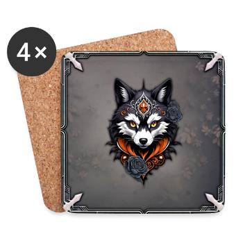 Majestätischer Wolfskopf, - Untersetzer (4er-Set) - Weiß - Vorne