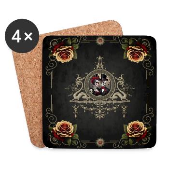 romantique d’un couple de mariage de crâne - Dessous de verre (lot de 4) - blanc - Devant