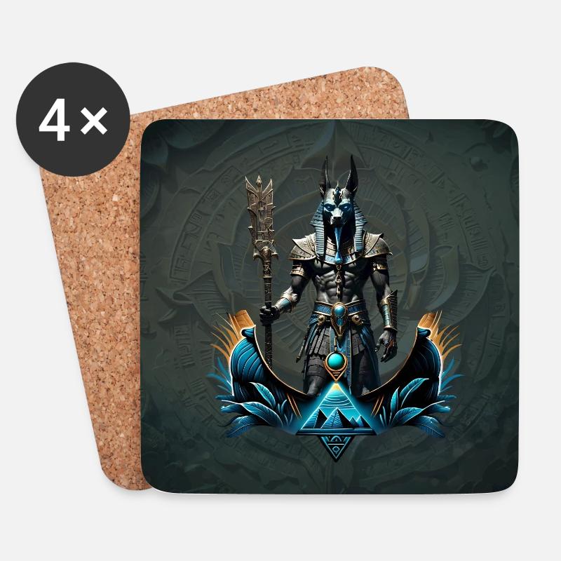 Anubis, der Gott der Toten. - Untersetzer (4er-Set) - Weiß