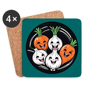 Funny Laughing Vegetables - Coasters (set of 4) - white - Front