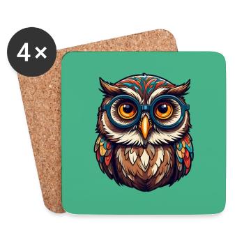 Colorful owl with big glasses - Coasters (set of 4) - white - Front