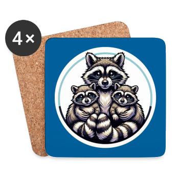 Raccoon family mom raccoon with children - Coasters (set of 4) - white - Front
