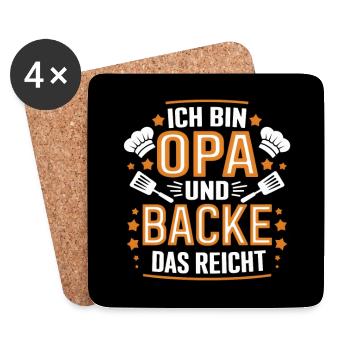 Ich bin Opa und backe das reicht - Untersetzer (4er-Set) - Weiß - Vorne