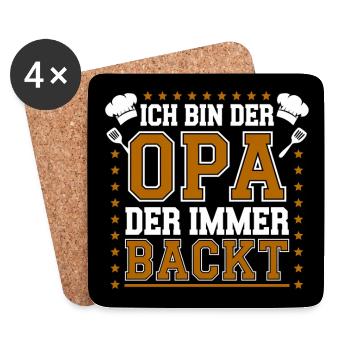 Ich bin der Opa der immer backt lustiger Opaspruch - Untersetzer (4er-Set) - Weiß - Vorne