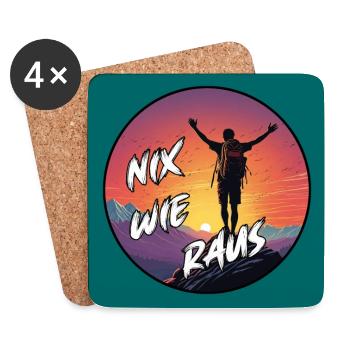 Nix wie raus - Wanderer auf dem Berggipfel - Untersetzer (4er-Set) - Weiß - Vorne