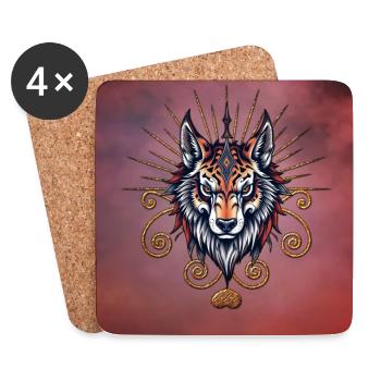 Superbe tête de loup - Dessous de verre (lot de 4) - blanc - Devant