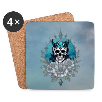 Superbe crâne avec une couronne majestueuse - Dessous de verre (lot de 4) - blanc - Devant