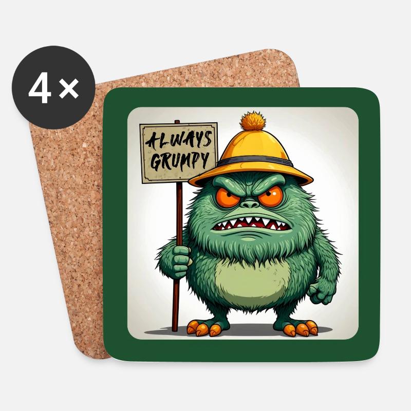 Bad-tempered and grumpy little man - Coasters (set of 4) - white