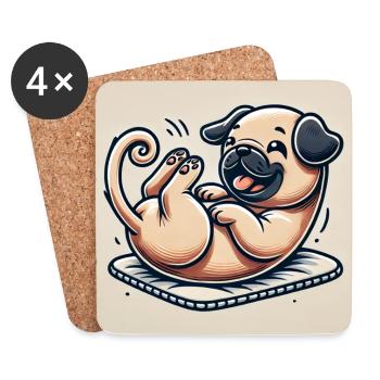 Chien joueur avec un corps musclé - Dessous de verre (lot de 4) - blanc - Devant