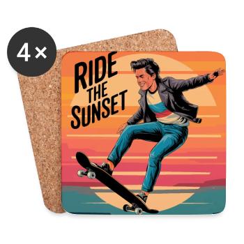 Ride the Sunset Skateboarder - Coasters (set of 4) - white - Front