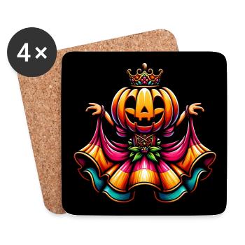 Halloween princess with crown Halloween pumpkin - Coasters (set of 4) - white - Front