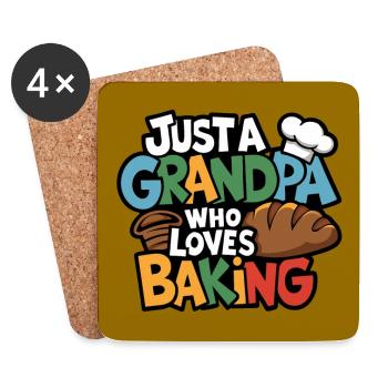 Grandpa is a baker, our grandpa likes to bake - Coasters (set of 4) - white - Front