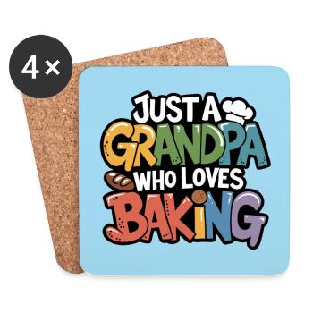 Grandpa is a baker, our grandpa likes to bake - Coasters (set of 4) - white - Front