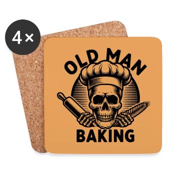 Old Man Baking Skull mit Bäckermütze - Untersetzer (4er-Set) - Weiß - Vorne