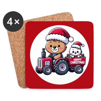 Teddy as Santa Claus and little kitten - Coasters (set of 4) - white - Front