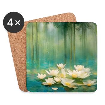 Nénuphars - Dessous de verre (lot de 4) - blanc - Devant