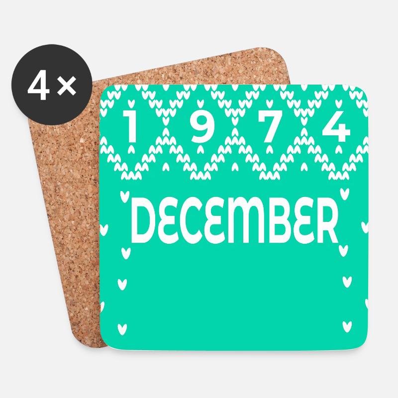 WINTER, 52. GEBURTSTAG DEZEMBER 1974 - Untersetzer (4er-Set) - Weiß