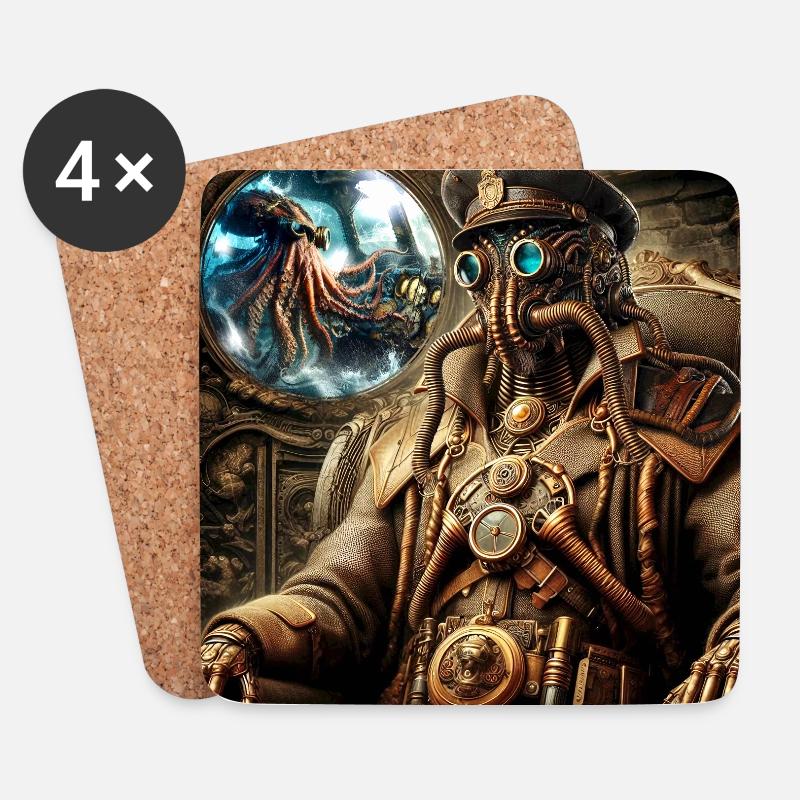 Kapitän Nemo Steampunk - Untersetzer (4er-Set) - Weiß
