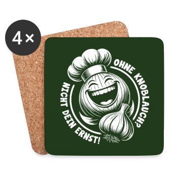 Lachende Knoblauchknolle - nie ohne Knoblauch - Untersetzer (4er-Set) - Weiß - Vorne